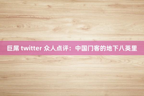 巨屌 twitter 众人点评：中国门客的地下八英里