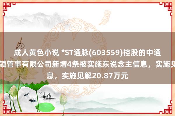 成人黄色小说 *ST通脉(603559)控股的中通国本吉林省本领管事有限公司新增4条被实施东说念主信息，实施见解20.87万元