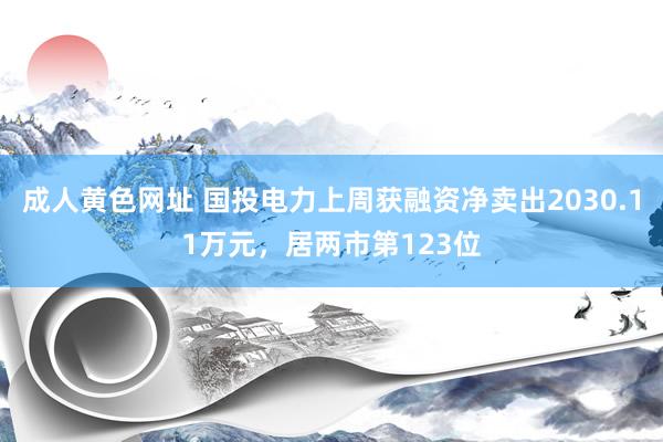 成人黄色网址 国投电力上周获融资净卖出2030.11万元，居两市第123位