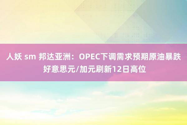 人妖 sm 邦达亚洲：OPEC下调需求预期原油暴跌 好意思元/加元刷新12日高位