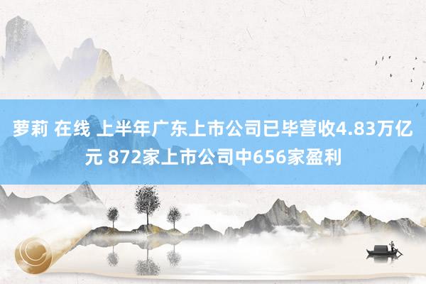 萝莉 在线 上半年广东上市公司已毕营收4.83万亿元 872家上市公司中656家盈利