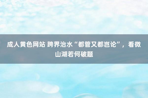 成人黄色网站 跨界治水“都管又都岂论”，看微山湖若何破题