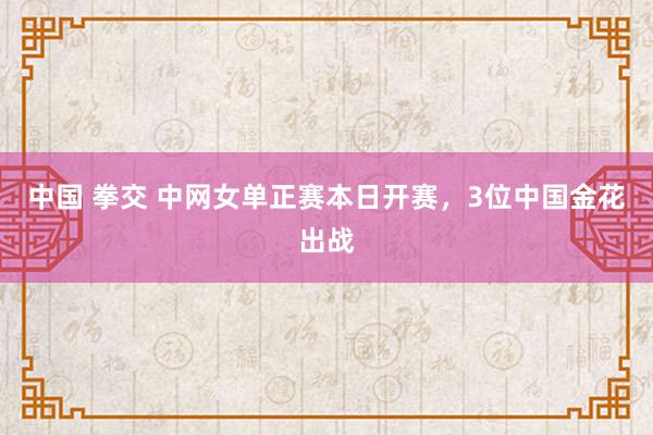 中国 拳交 中网女单正赛本日开赛，3位中国金花出战