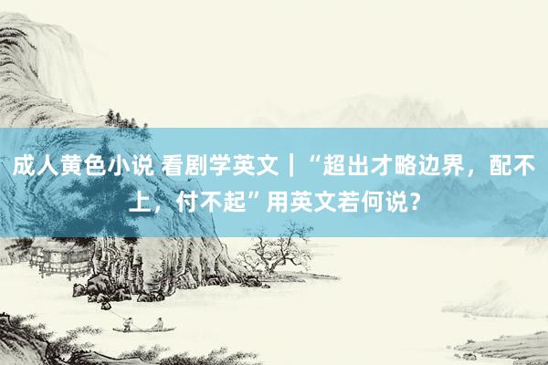 成人黄色小说 看剧学英文｜“超出才略边界，配不上，付不起”用英文若何说？