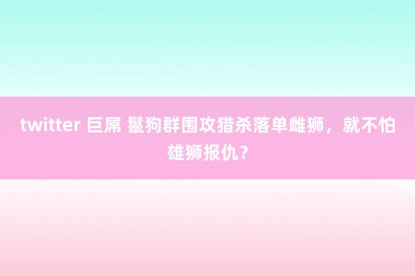 twitter 巨屌 鬣狗群围攻猎杀落单雌狮，就不怕雄狮报仇？