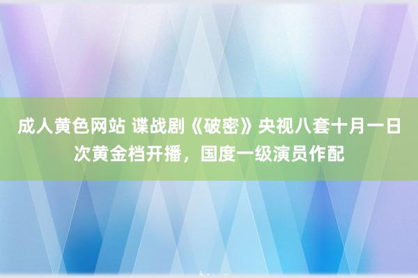 成人黄色网站 谍战剧《破密》央视八套十月一日次黄金档开播，国度一级演员作配