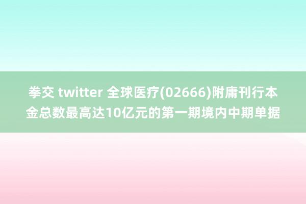 拳交 twitter 全球医疗(02666)附庸刊行本金总数最高达10亿元的第一期境内中期单据