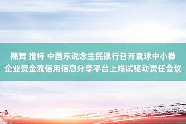 裸舞 推特 中国东说念主民银行召开寰球中小微企业资金流信用信息分享平台上线试驱动责任会议