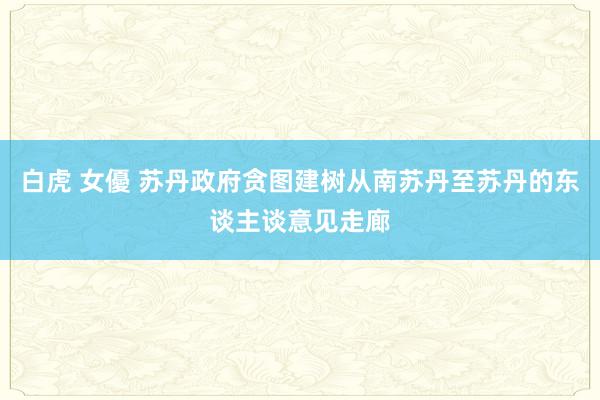 白虎 女優 苏丹政府贪图建树从南苏丹至苏丹的东谈主谈意见走廊