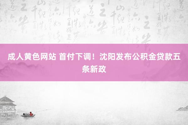 成人黄色网站 首付下调！沈阳发布公积金贷款五条新政