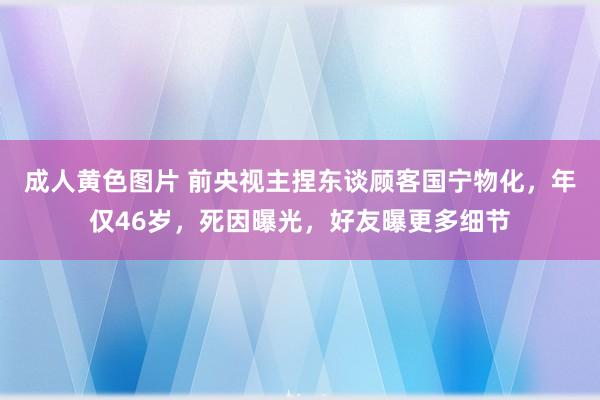 成人黄色图片 前央视主捏东谈顾客国宁物化，年仅46岁，死因曝光，好友曝更多细节