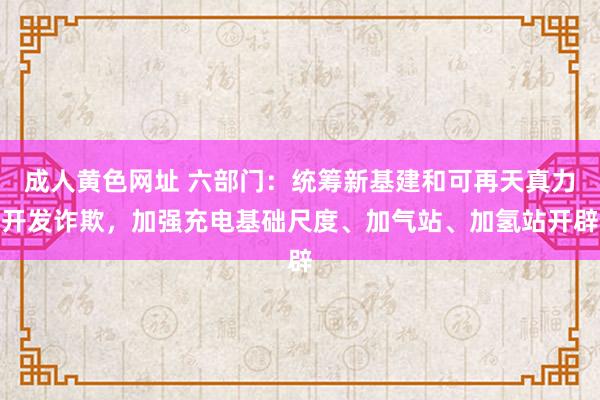 成人黄色网址 六部门：统筹新基建和可再天真力开发诈欺，加强充电基础尺度、加气站、加氢站开辟