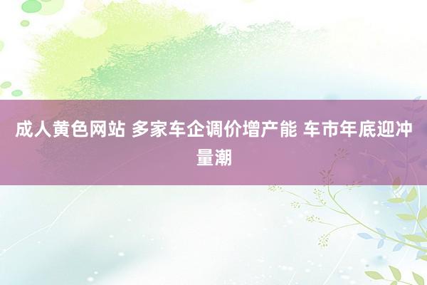 成人黄色网站 多家车企调价增产能 车市年底迎冲量潮