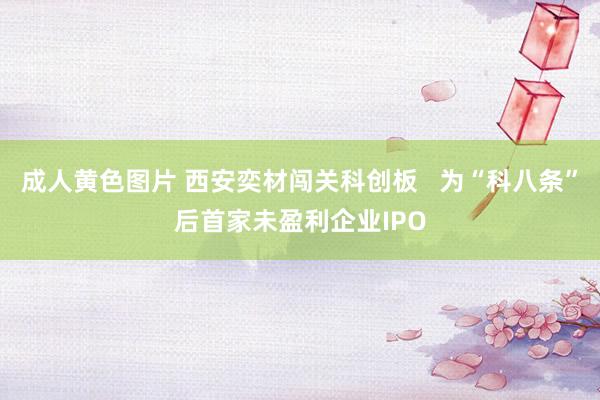 成人黄色图片 西安奕材闯关科创板   为“科八条”后首家未盈利企业IPO