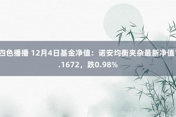 四色播播 12月4日基金净值：诺安均衡夹杂最新净值1.1672，跌0.98%