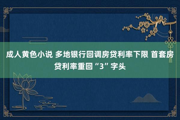 成人黄色小说 多地银行回调房贷利率下限 首套房贷利率重回“3”字头