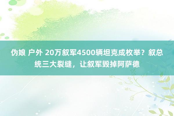 伪娘 户外 20万叙军4500辆坦克成枚举？叙总统三大裂缝，让叙军毁掉阿萨德