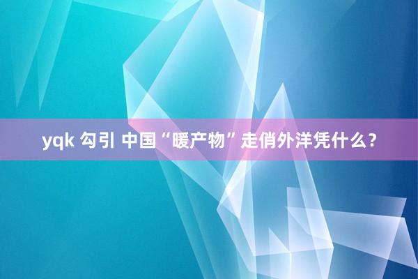 yqk 勾引 中国“暖产物”走俏外洋凭什么？