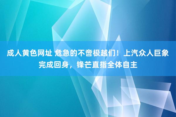 成人黄色网址 危急的不啻极越们！上汽众人巨象完成回身，锋芒直指全体自主