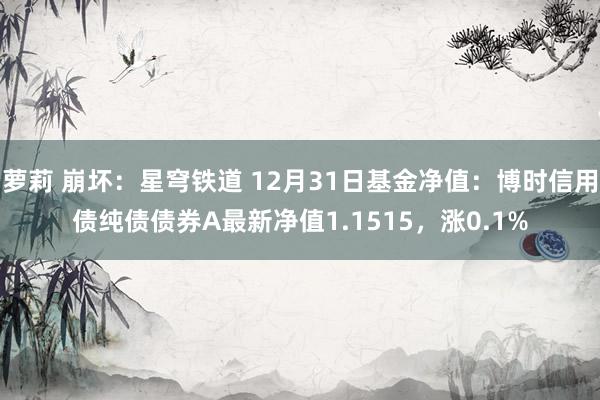 萝莉 崩坏：星穹铁道 12月31日基金净值：博时信用债纯债债券A最新净值1.1515，涨0.1%