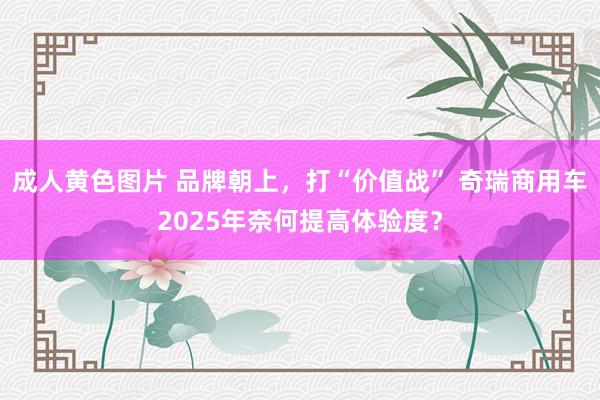 成人黄色图片 品牌朝上，打“价值战” 奇瑞商用车2025年奈何提高体验度？