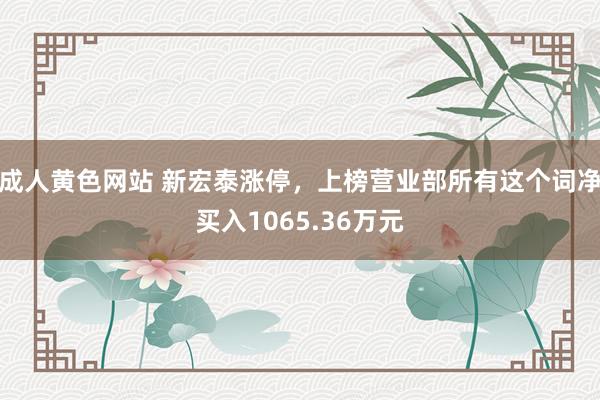 成人黄色网站 新宏泰涨停，上榜营业部所有这个词净买入1065.36万元