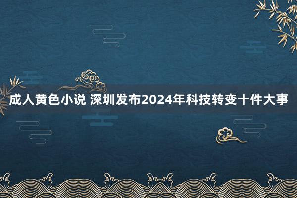 成人黄色小说 深圳发布2024年科技转变十件大事