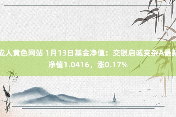 成人黄色网站 1月13日基金净值：交银启诚夹杂A最新净值1.0416，涨0.17%