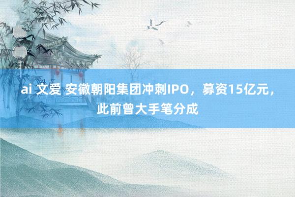 ai 文爱 安徽朝阳集团冲刺IPO，募资15亿元，此前曾大手笔分成