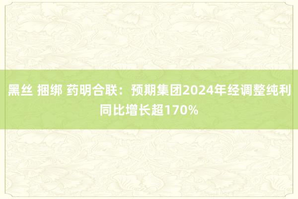 黑丝 捆绑 药明合联：预期集团2024年经调整纯利同比增长超170%