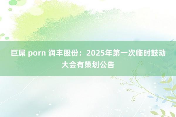 巨屌 porn 润丰股份：2025年第一次临时鼓动大会有策划公告