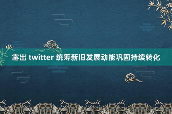 露出 twitter 统筹新旧发展动能巩固持续转化